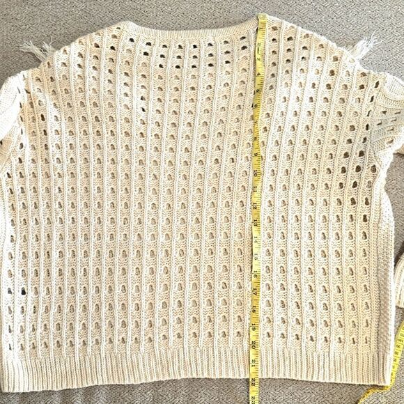 Boston Proper Oatmeal Cream Cable Knit Fringe Sweater - Size Large - Picture 13 of 14